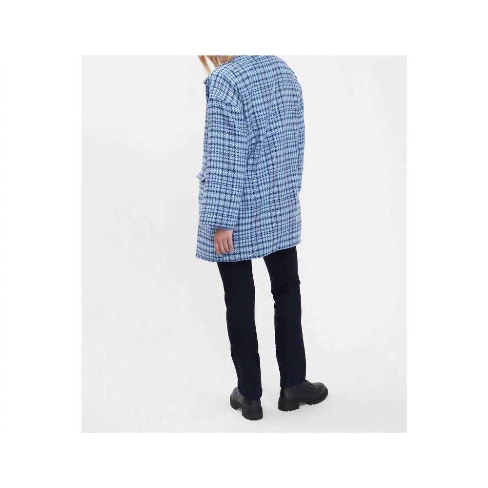 NEW FDJ long plaid jacket in blue - Picture 3 of 4